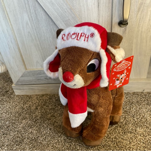 Rudolph The Red Nosed Reindeer Plush Christmas Hat /Scarf Stuffed Animal Dan Dee - Picture 4 of 12